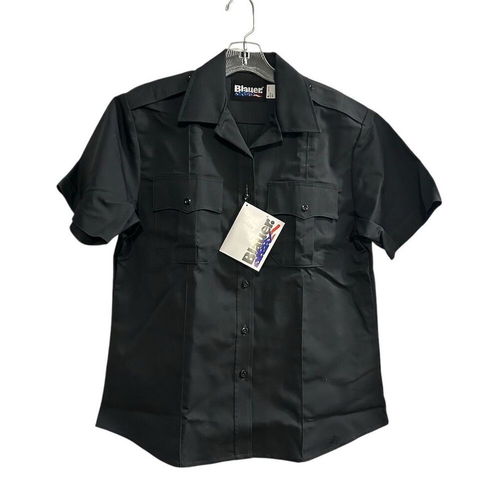 Blauer Women's Gray‎ Short Sleeve Button-Up Work Shirt Size L